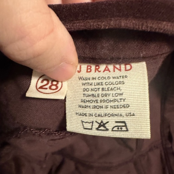 J Brand Velvet Skinny Legging Pant Burgundy Wine Size 28 Stretch - Picture 6 of 7